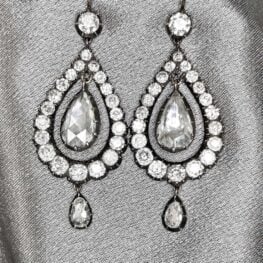 Pier Earrings with antique rose-cut diamonds that were cut over 100 years ago