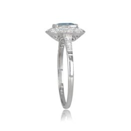 Platinum and Gemstone Engagement Ring - Tide Ring Top Side View