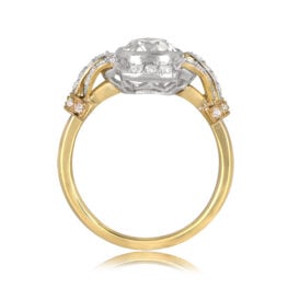 18k Yellow Gold and Platinum Diamond Ring 12254 London Ring Side View