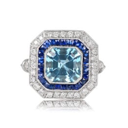 1.97 carat Aquamarine Engagement Ring Double Halo - Delta Ring 13007
