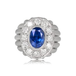 Vintage Sapphire and Diamond Cluster Ring Ellington Ring Top View