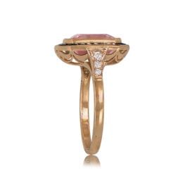 Kunzite Sapphire Halo Ring and Yellow Gold 13316 TSV