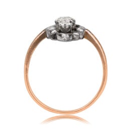 Silver on Yellow Gold Victorian Navette Ring - Waterbury Ring