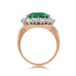 Emerald and Diamond Cluster Ring Livingston Ring