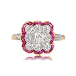 Antique Edwardian Ruby Diamond and Gold Ring - Lorraine Ring 13357