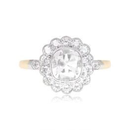 Top View Cushion Cut Diamond Engagement Ring Ocean View Ring 13400