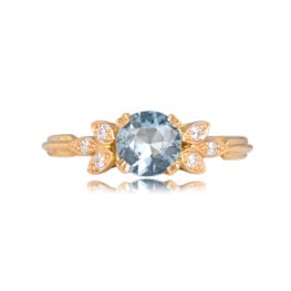 Aquamarine Diamond and Yellow Gold Ring - Elliston Ring