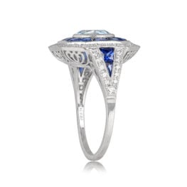 Sapphire and Center Aquamarine Ring Woodlands Ring