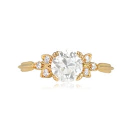 Leaf Motif 18k Yellow Gold and Diamond Ring Sydney Ring 13598 Top View