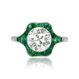 2.06ct Old European Diamond Emerald Ring - Calca Ring 13692 TV