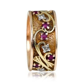 Art Nouveau Floral Motif Ruby And Diamond Accented Ring Circa 1890 13742-TVS-1000PX