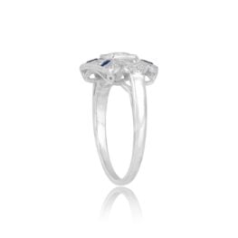 Platinum Geometric Diamond and Sapphire Ring Fairbank Top Side View 13817