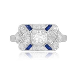 Platinum, Sapphire Accent and Diamond Fairbank Ring Top View