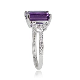 Emerald Cut Amethyst Diamond Engagement Ring - Meridian Ring 13878 TSV