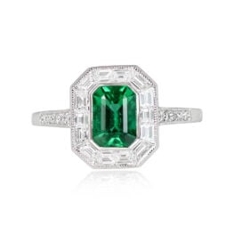 1.01ct Emerald Cut Emerald Engagement Ring - Arcadia Ring 13909 Top View