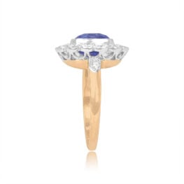 Purple Sapphire and Diamond Halo Ring Gracefield Ring Top Side View 13940