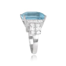 Aquamarine and Diamond Accent Shoulders Ring - Sedgewick Ring 14117 TSV