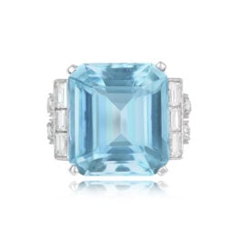 10.55ct Emerald Cut Aquamarine Cocktail Ring - Sedgewick Ring 14117 TV
