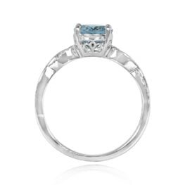 Open Work Under Gallery Aquamarine And Platinum Engagement Ring 14174-SV-1000PX