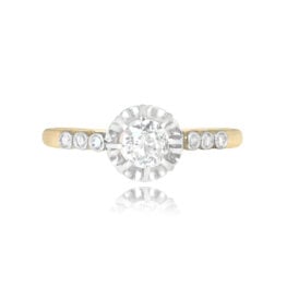 Antique French Platinum and Diamond Ring Jersey Ring Top View