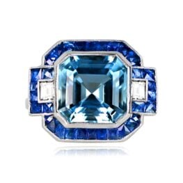 4.80ct Asscher Cut Aquamarine Cocktail Ring - Oregon Ring 14330 Top View