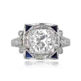 Art Deco Diamond and Sapphire Ring Rovigo Ring Top View