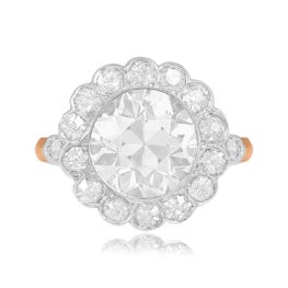 Antique Cluster Diamond Ring Stockton Ring Top View 14353