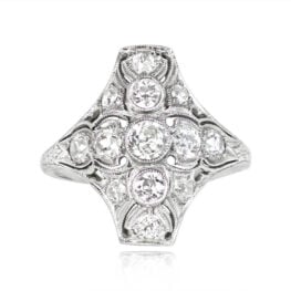 Antique Art Deco Three Stone Ring - Clermont Ring 14358 TV