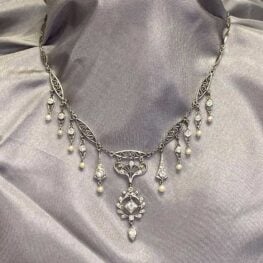 vintage tilton necklace with old european cut diamonds from 1900