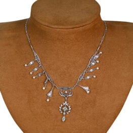 Edwardian Diamond and Pearl Necklace - Tilton Necklace Top View