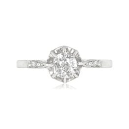 Vintage Diamond and 18k Yellow Gold Ring Califon Ring Top View