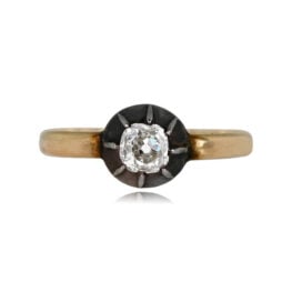 Victorian Era Diamond Solitaire Engagement Ring - Cleft Ring 14393 TV