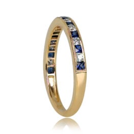 Diamond and Sapphire Half Eternity Band - Elmay Band 14475 TSV