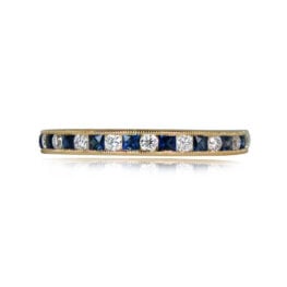 18k Yellow Gold Diamond Sapphire Band - Elmay Band 14475 TV