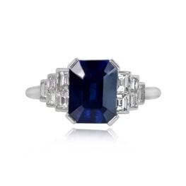 3.01ct Emerald Cut Sapphire Diamond Ring - Atlantic Ring 14477 TV