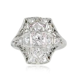 Art Deco Diamond ring Lumier Ring Top View 14509