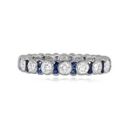 14576-TV-1000PX Elmont band round brilliant cut diamond and sapphire