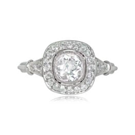 Platinum and Antique Cushion Cut Engagement Ring - Matera Ring 14605 TV