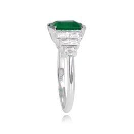 Emerald Cut Emerald and Baguette Diamond Ring - Chitina Ring 14613 TSV