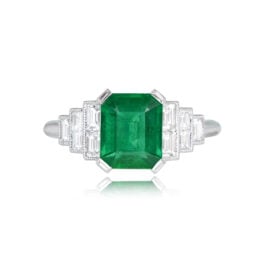 1.60ct Emerald and Diamond Engagement Ring - Chitina Ring 14613 Top View