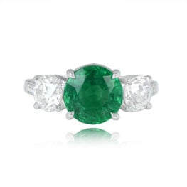 2.48 Carat Round Emerald Ring Pampa Ring Top View