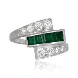 Retro Era Emerald and Diamond Ring - Dalton Band 14638