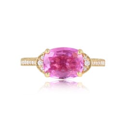 Pink Sapphire and 18k Yellow Gold Ring Terre Ring Top View
