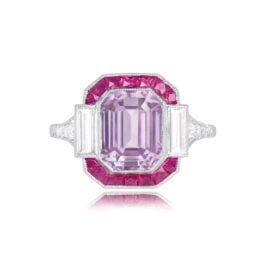 4.18ct Emerald Cut Kunzite Engagement Ring - Belfort Ring 14751 TV