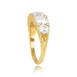 18k Yellow Gold Antique 5 Stone Ring Inwood Ring Top Side View