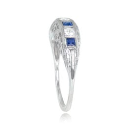 Vintage Diamond Sapphire Half-Eternity Wedding Band - Edgemont Band 14870 TSV