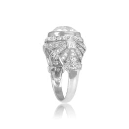 Bow Motif Platinum and Diamond Ring Olton Ring Top Side View 14895