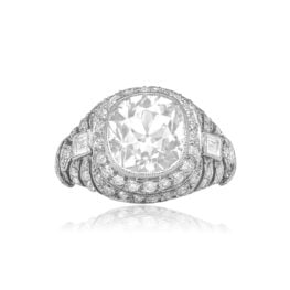 3.43ct Antique Cushion Cut Diamond Ring Top View Olton Ring