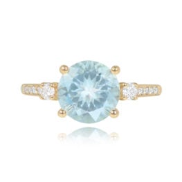 2.75ct Round Aquamarine Diamond Engagement Ring - Coatesville Ring 14940 TV