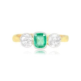 Lakeside Ring three stone platinum on yellow gold emerald ring 14960 TV 1000P